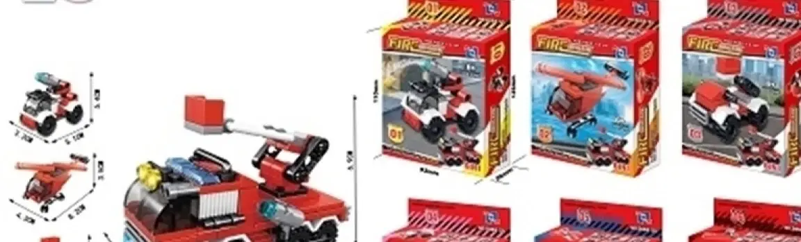 Coffrets de blocs pompiers, six modèles