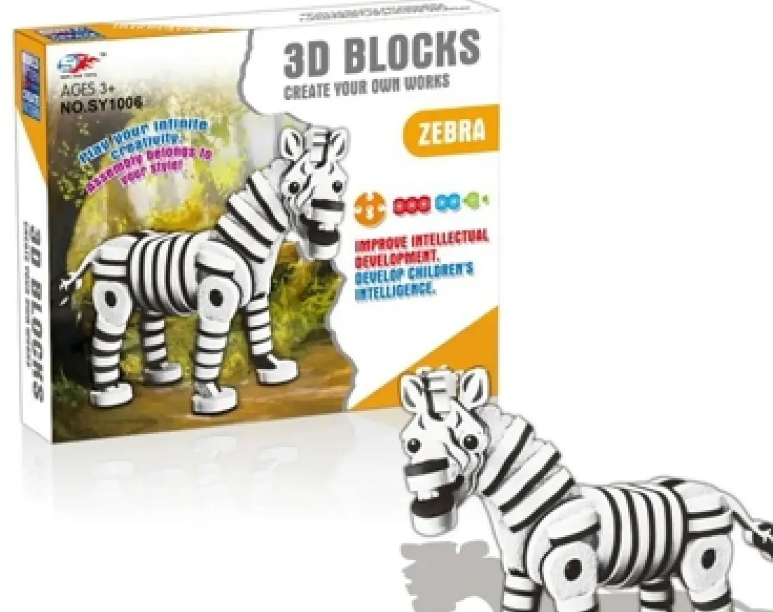 3D foam blocks, zebra, 81 pieces