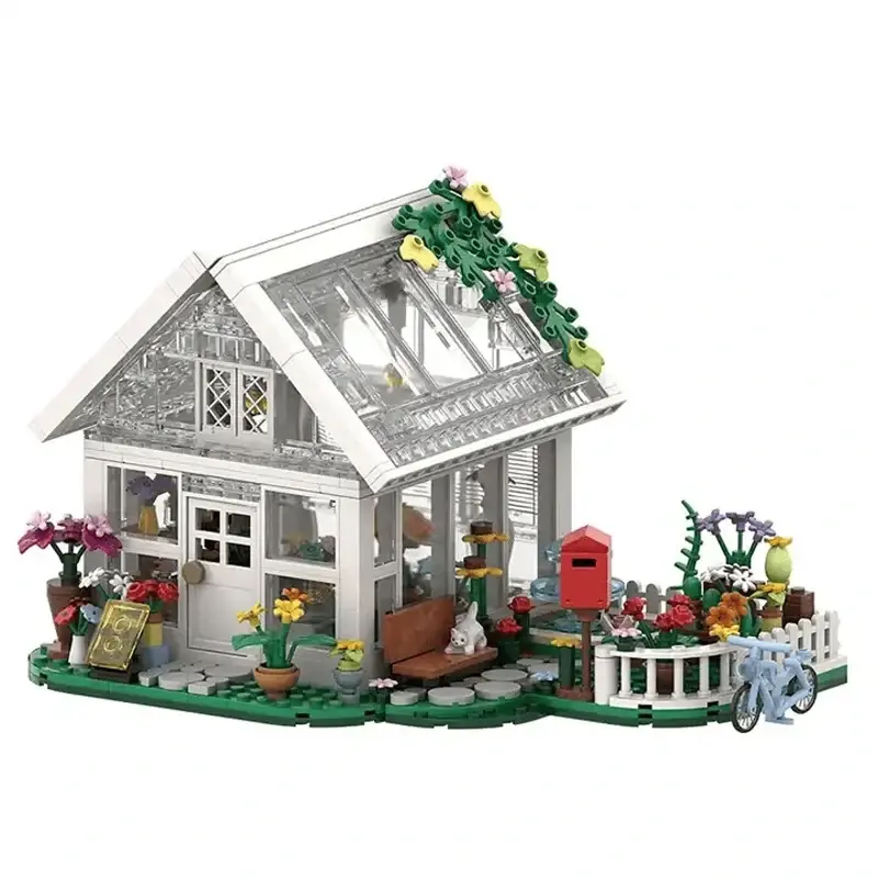 Greenhouse cottage bricks set with LED lights, 632 pieces