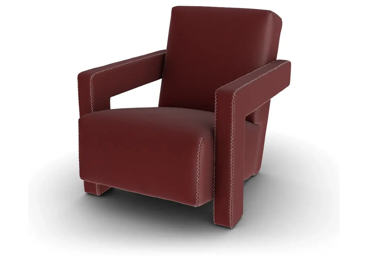 Fauteuil anguleux à dossier incliné
