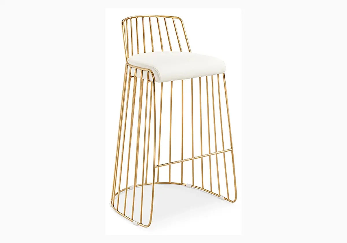 Taburete de jaula de varillas, cojín tapizado