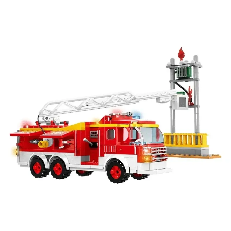 Fire engine with turntable ladder bricks set, 433 pieces