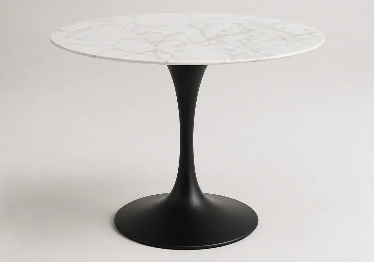 Faux Marble Pedestal Dining Table, 120 cm