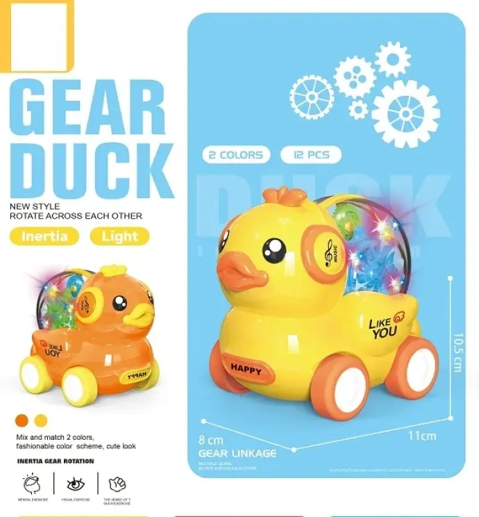 Patito con engranajes y luz, expositor de 12