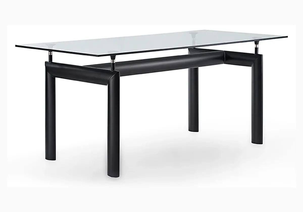 Glass Dining Table, Painted Iron Base