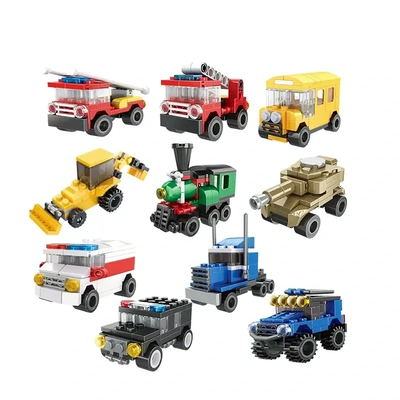 Mini vehicles bricks set, 10 models