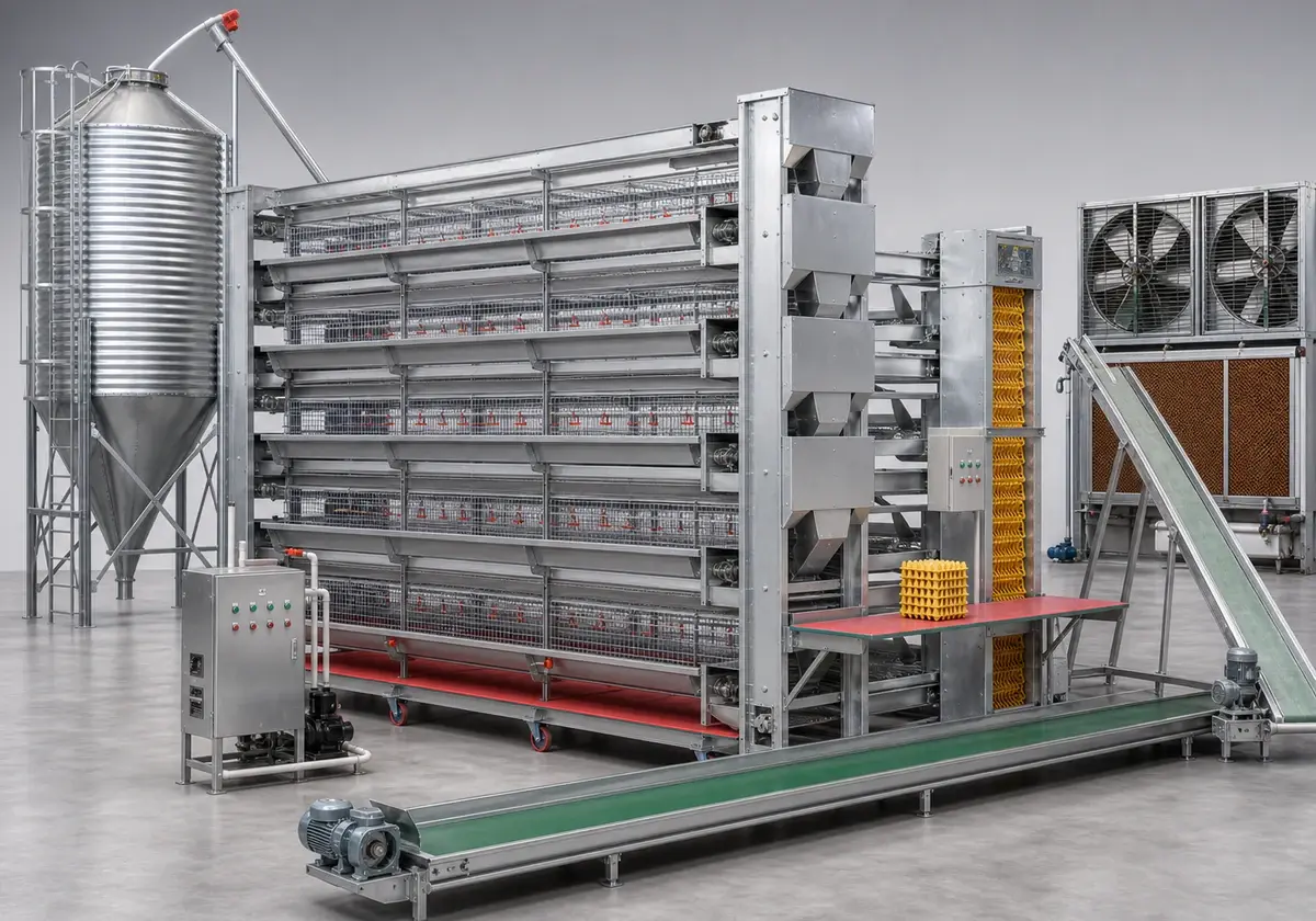Laying Hen Equipment, 48,800 Layers, 84 x 15 m