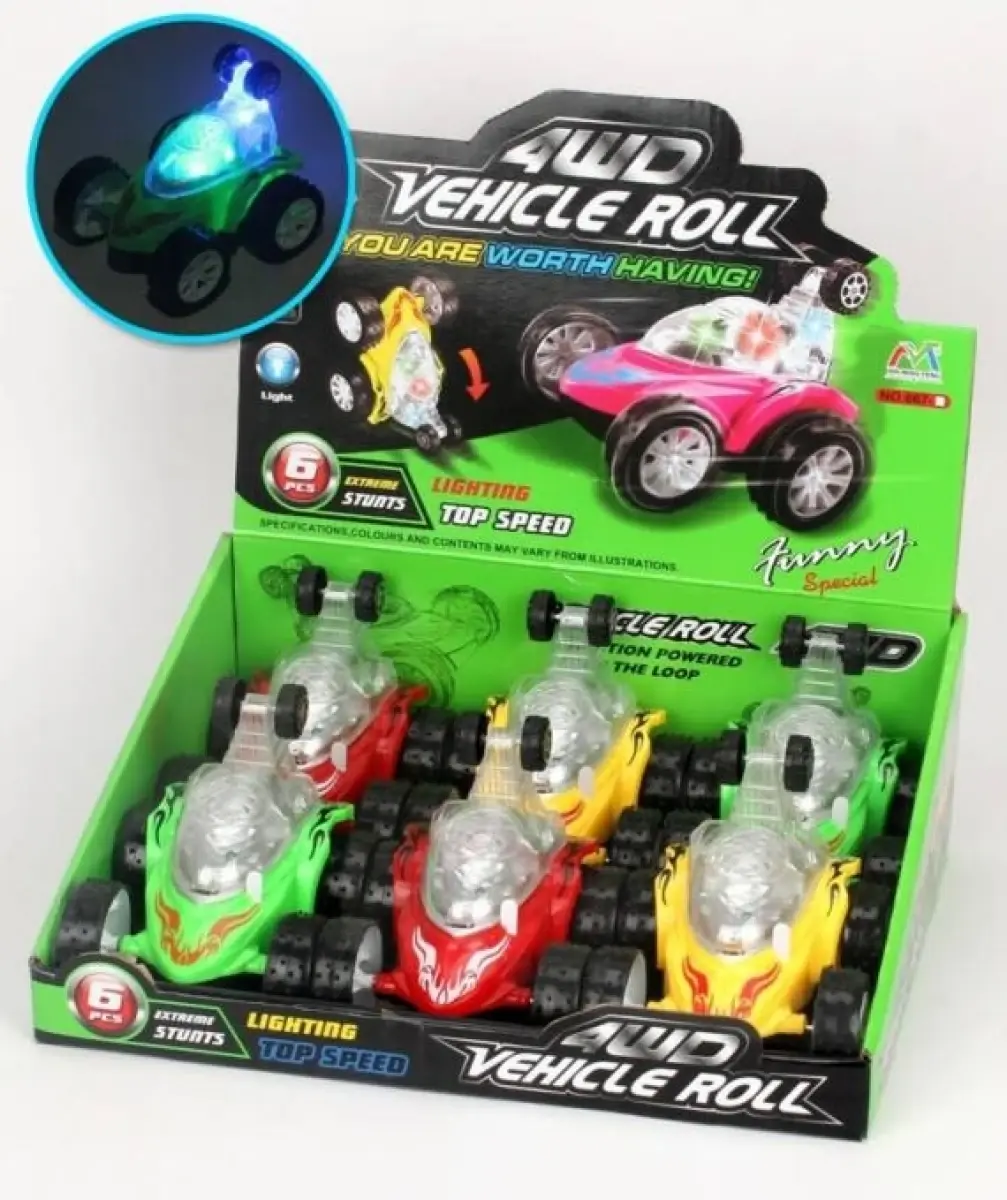 Stunt vehicles with lights, display of 6