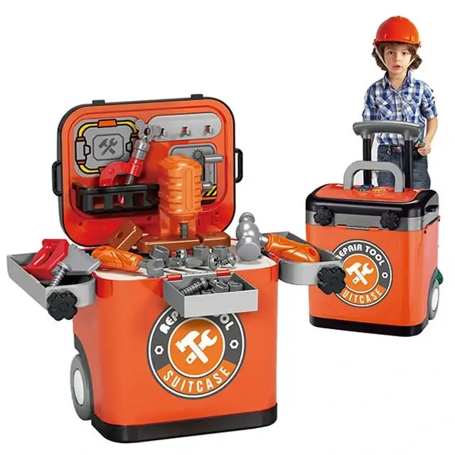 Tool workbench in a rolling suitcase