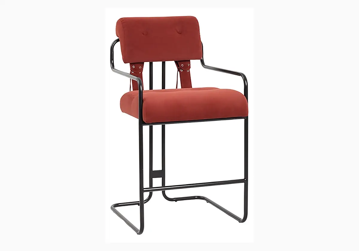 Padded Cantilever Bar Stool, Black Frame