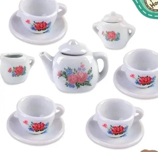Porcelain tea set, 13 pieces, 18 cm box