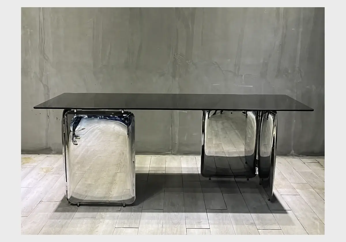 Rounded Loop Glass Dining Table, 220 cm