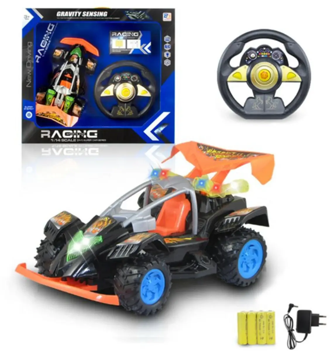 Gravity sensing car with steering wheel remote